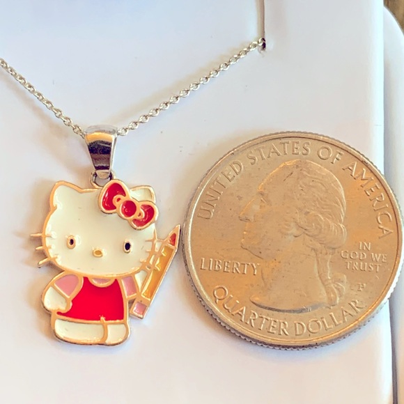 Hello Kitty Sterling Silver Pendant & Chain w/ Pencil - Picture 5 of 6